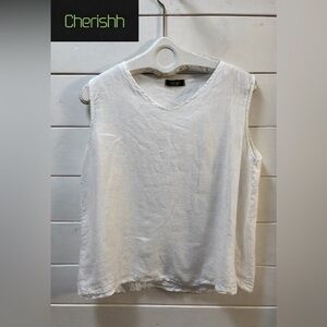 CHERISHH White Linen Sleeveless Top Size L